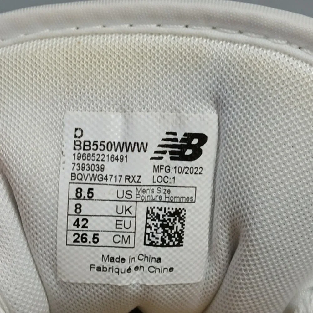New Balance 550 Platform Sneakers Mens Size 8.5 White Athletic Lace‎ Up BB550WWW